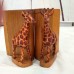 Giraffe Book Ends Wooden Hand Carved Safari Nursery Home Decor Solid Wood   132744492686